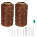 2個セット 縫製用糸 284ヤード(260m) 150D ワックス加工ポリエステル糸 耐摩耗性 刺繍用コード 強度糸 綿糸 30本 針付き キルティング レザー...