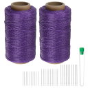 2個セット 縫製用糸 284ヤード 260m 150D ワックス加工ポリエステル糸 耐摩耗 刺繍用コード 強度糸 綿糸 30本 針付き キルティング レザー用 ...