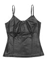 Allegra K メタリック キャミソール 光沢 ストラップ Vネック ダンス パーティー レディース ブラックグリッター XS(4)