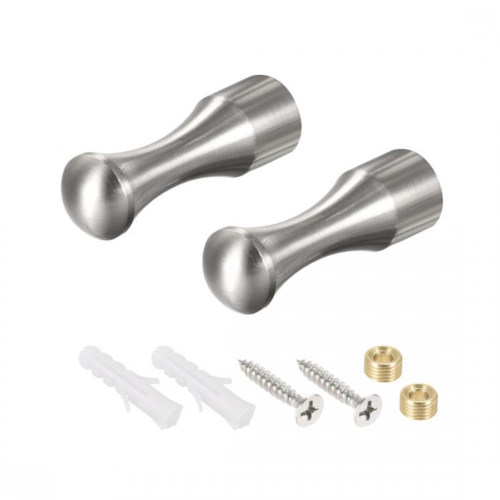 ウォールフック 14x45mm(DxL)ブラッシュド ローブタオルフック 壁掛けコートフック シルバートーン 2個