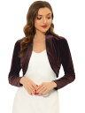 Allegra K クロップド ボレロ カーディガン ドレス 長袖 シュラグ ベルベット オープンフロント レディース 藤色 L