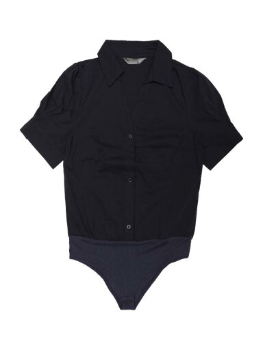 Allegra K ボディスーツ ブラウス シャツ ボタンダウン 半袖 レディース ネイビーブルー L Allegra K ボディスーツ ブラウス シャツ ボタンダウン 半袖 レディース ネイビーブルー L