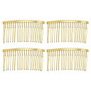 VOCOSTE 滑り止めヘアサイドコームアクサセリー メタル ゴールドトーン ヘアサイドコーム 保持ヘアクリップ 7.6cm 4個入り