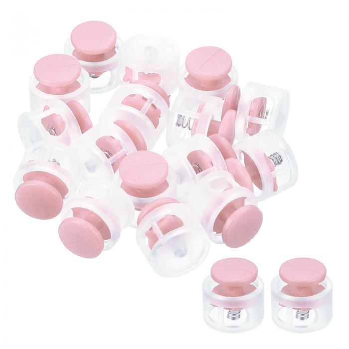 PATIKIL 直径14 mm コードロック60個 丸型両穴ストッパー コードファスナー 巾着袋 衣類 靴用 ピンク