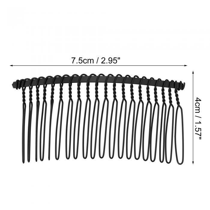 VOCOSTE 滑り止めヘアサイドコームアクサセリー メタル製 ブラック ヘアサイドコーム 保持ヘアクリップ 7.6cm 12個入り 3