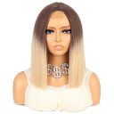 VOCOSTE レースフロントウィッグ 耐熱中長いストレートヘアウィッグ 女性日常用ウィッグ (35.5cm長さ ブラウングラデーションブロンド)