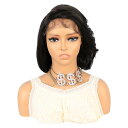 VOCOSTE レースフロントウィッグ 耐熱短いナチュラルカーリーヘアウィッグ 女性日常用ウィッグ (30.5cm長さ グロスブラック)