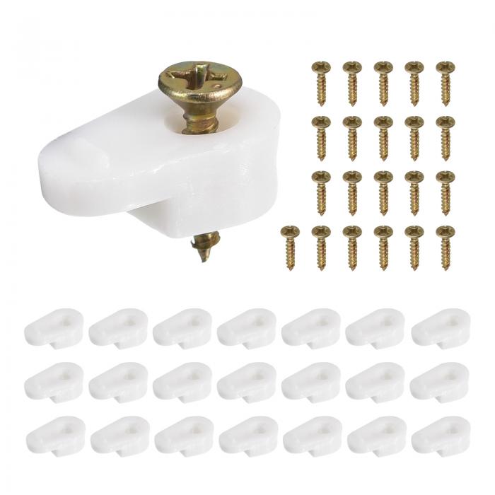 60個セットのガラス固定クリップキット 20mmのプラスチック製ガラスキャビネットクリップと3 mm厚のガ..