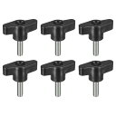 6個セット クランピングスクリューノブ M6 x 20mm 炭素鋼 T字型サムスクリューハンドル クイックリリースハンドタイトニングノブ交換用