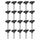 20個のクランピングスクリューノブ M6 x 50mmの炭素鋼T字形サムスクリューハンドル クイックリムーブハンドタイトニングノブの交換用
