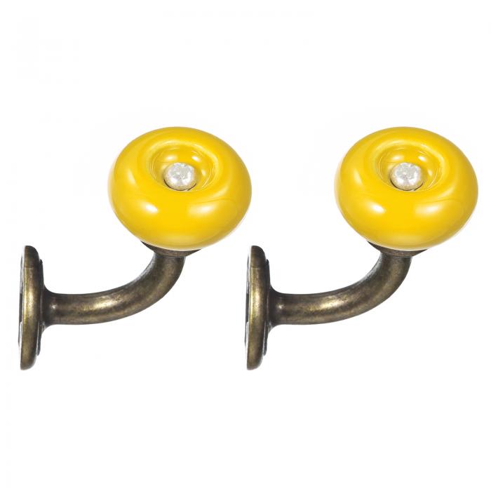 ウォールフック 2個セット - 亜鉛合金製のシングルプロングセラミックハンドルクローズフック ブロンズフック タオル コート バックパック スカーフ キーズ ハ...