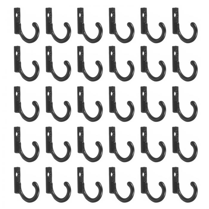 ウォールフック 100個セット - 亜鉛合金製のシングルプロングビンテージクローズフック タオル コート バックパック スカーフ キーズ ハット カップなどを掛けるためのフック（黒 24mm）