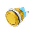 モーメンタリ押しボタンスイッチ 金属製 丸いスタートボタン SPST 1NO AC 250V 16 mm 金トーン