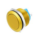 モーメンタリ押しボタンスイッチ アルミニウム合金 丸いスタートボタン SPST 1NO AC 250V 22 mm 金トーン