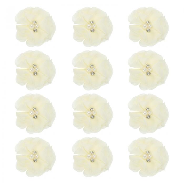 PATIKIL 2インチのシフォンフラワー 12個のラインストーンパール付き縫い付け布製フラワーアートアップ..