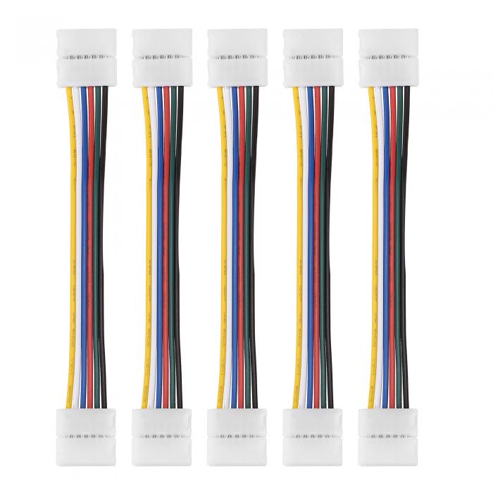 ジャンパーケーブル 無はんだストリップ-ストリップ 6ピン 5050 LEDライト用 長さ150 mm 12 mm 5個