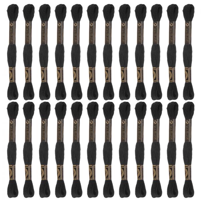 24本 刺繍糸 それぞれ8m エジプト長繊維棉 刺しゅう糸 刺しゅうプロジェクト ブレスレット用 黒色