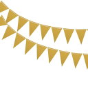 ペナントバナー フラグストリング 三角吊り 三角旗 布旗 お祝い 結婚式 誕生日パーティーの装飾用 2個 6 M ゴー ルド