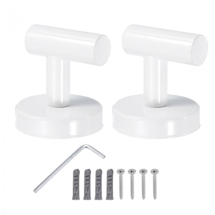 浴室フック シングルタオル ローブ洋服掛け 防水 ステンレス鋼 ネジ付き キッチン ドア キャビネット バスルーム 玄関 廊下用 60x55 mm ホワイト 2...