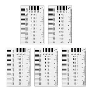 5pcs 高精度SECサイズ推定チャート 8cm 0.5mm 透明度欠陥検出フィルム定規 直径と線幅 欠陥測定用