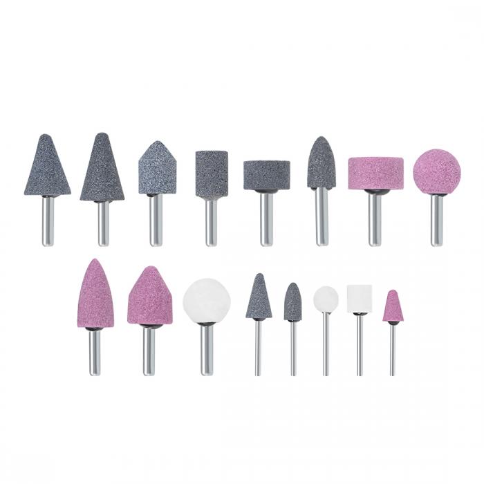 砥石ポイント 酸化アルミニウム製 グレー ガラスストーンセラミックウッド用 3.0mmと6mmシャンク 16個..