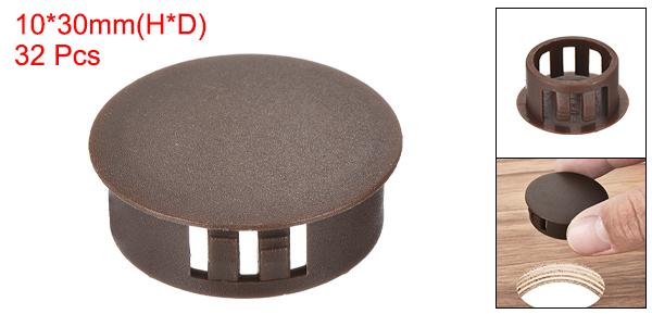 32個30mm(1 3/16インチ)の茶色プラスチックホールプラグ フラッシュタイプパネルホールプラグインサートエンドキャップ ロッキングホールチューブ家具キャビネット [2]