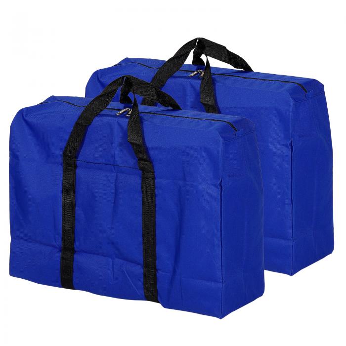 PATIKIL ジッパー付き収納トート 折りたたみ式 引っ越しトートバッグ 重型 寝具用 40L容量 ブルー 2個