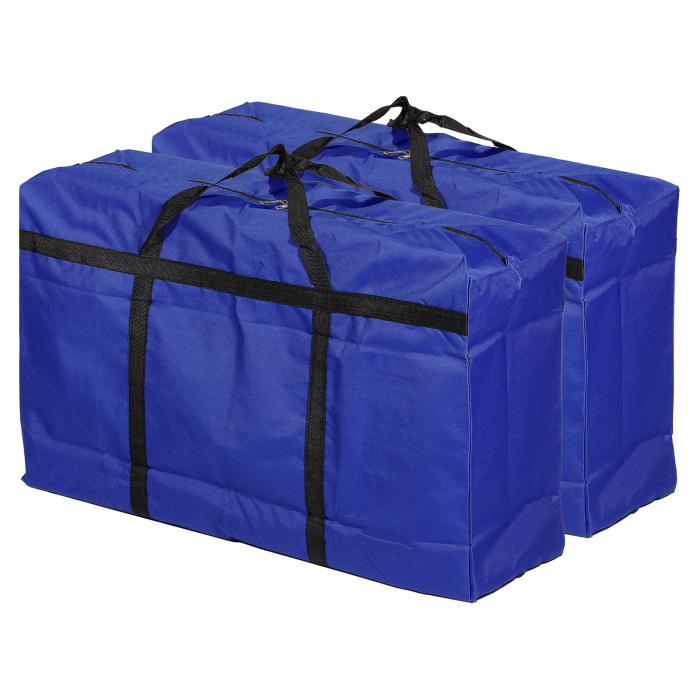 PATIKIL ジッパー付き収納トート 折りたたみ式 引っ越しトートバッグ 重型 寝具用 125L容量 ブルー 2個