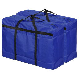 PATIKIL ジッパー付き収納トート 折りたたみ式 引っ越しトートバッグ 重型 寝具用 150L容量 ブルー 2個