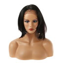 VOCOSTE レースフロントウィッグ 耐熱短いナチュラルカーリーヘアウィッグ 女性日常用ウィッグ (30.5cm長さ マットブラック)