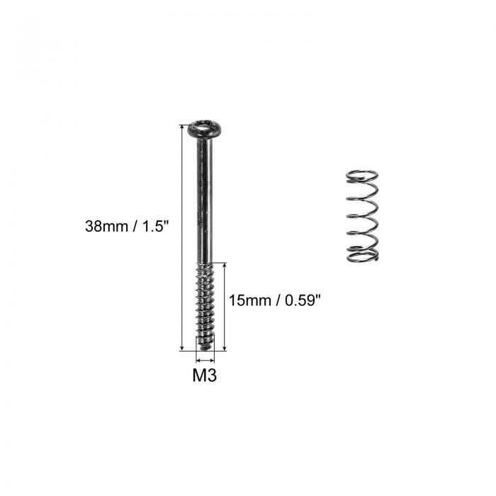 PATIKIL ベースギター用ピックガード 取り付けネジ スプリング付き M3x38mm ベースピックアップリング 取り付けネジ ベースとギター用 ブラック 8個入り