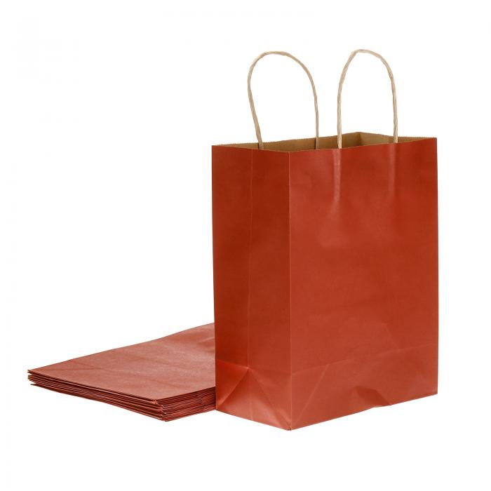 PATIKIL 8x4x10インチ ペーパーギフトバッグ ハンドル付き 10パック収納バッグ パーティーの記念品用 レッド