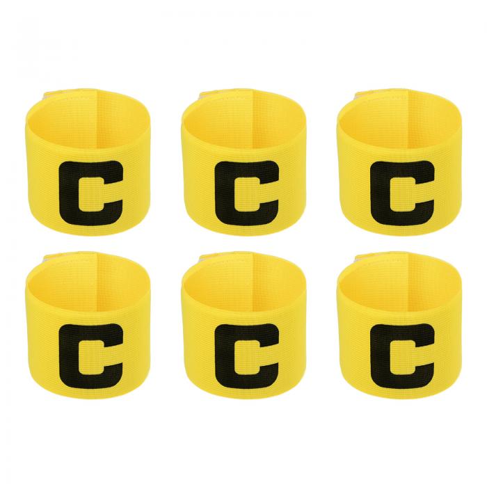 PATIKIL 300x70 mm サッカーキャプテンアームバンド 6個 ナイロン 弾性保護 アームバッジ ユースアダルトチームトレーニング用 イエロー