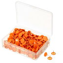 PATIKIL 画鋲 プラスチック 真円度 装飾的 ピンタック ゴールデンスチールポイント コルクボード用 オレンジ 300個