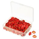 PATIKIL 画鋲 プラスチック 真円度 装飾的 ピンタック ゴールデンスチールポイント コルクボード用 レッド 300個