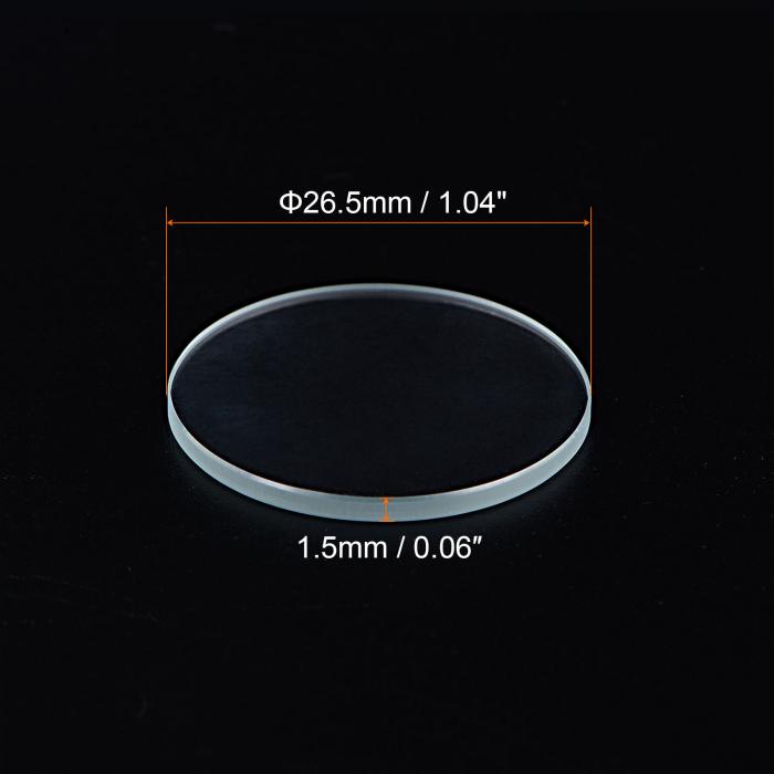 ARコーティングウォッチレンズ 26.5mmx1.5mm ラウンドフラットミネラルウォッチ水晶ガラス 3個