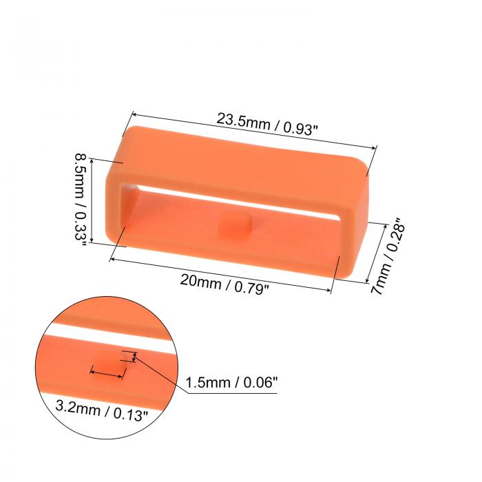 時計ストラップループ ファスナーリング ラバー製ホルダー シリコーン製 時計バンド用 オレンジ 幅20 mm 6個入 3