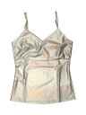 Allegra K メタリック キャミソール 光沢 ストラップ Vネック ダンス パーティー レディース ホログラフィックシルバー XL