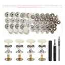 24セット レザースナップファスナーキット15mmメタルスナップボタンプレススタッズレザーリベットスナップ 3つ セッターツール付き 服 ジャケット ジーンズ ...