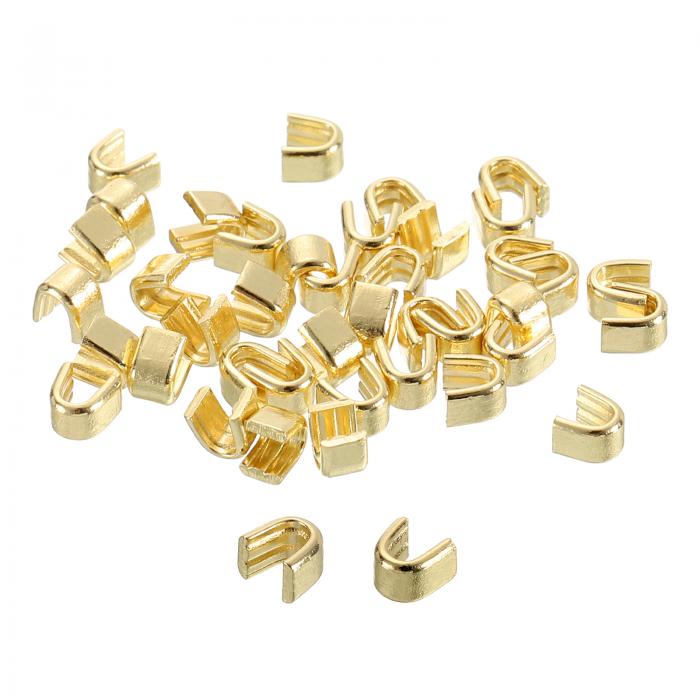 40個 ジッパースライダーリテーナー #3 U字型トップストッパークローズドエンドジッパースライダー バッグ コート ジャケット DIY裁縫交換用 ライト金色