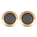 カースピーカーカバー 2個 51mm ゴールドトーン 車 スピーカー カバー スチール メッシュ サブ ウーファー サブウーファー グリル