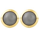 スピーカーカバー スピーカーグリル カバー 124x12mm メッシュ サブウーファー グリルホーンガード装飾 サークルグリルプロテクター ABS プラスチック メタル 黒光沢 ゴールドトーン 2個入り