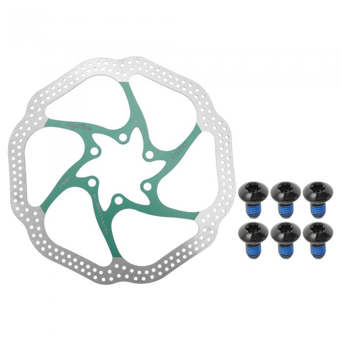 BULLSPANN 1セットの自転車ディスクブレーキローター、160mm自転車用ブレーキディスクローター、6ボルト、マウンテンロード・Eバイク用自転車フロー ティングディスクブレーキローター、グリーン