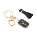 PATIKIL イニシャルレターキーチェーン キュービックジルコニアクリス タルアルファベットキーチェーンレターYタッセルペンダントキーリング女性用財布ハンドバ...