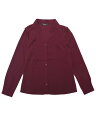 Allegra K シフォンブラウス シャツ Vネック ワーク オフィス ボタンアップ エレガント レディース 紫がかった赤 M