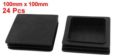 ソウテン 角パイプキャップ 正方形内栓 ブラック プラスチック 100mm x 100mm 24個セット