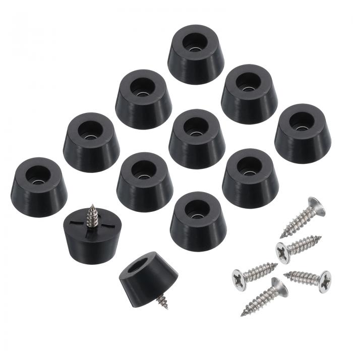 24個 ゴムフィートバンパーバッファー カッティングボード用3 mmネジ付き ノンスリップゴムフィートパッド カッティングボードフィートノンスリップ カッティングボードゴムフィート（黒 0.3