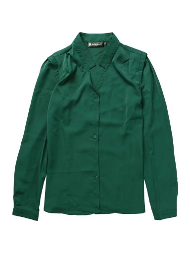 Allegra K シフォンブラウス シャツ Vネック ワーク オフィス ボタンアップ エレガント レディース グリーン S Allegra K シフォンブラウス シャツ Vネック ワーク オフィス ボタンアップ エレガント レディース グリーン S