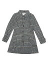 Allegra K 丸襟 ロングコート オーバーコート チェスターコート アウター 防寒 冬用 ストライプ レディース ブラックホワイト XL(4)