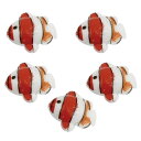 魚飾り 水族館 人造魚 オーナメント プラスチック製 ホワイト レッド 5個入